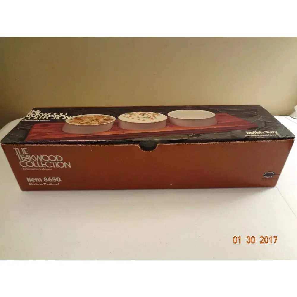 Vintage Teak Wood Collection Relish Tray - 8650 in original box teakwood
